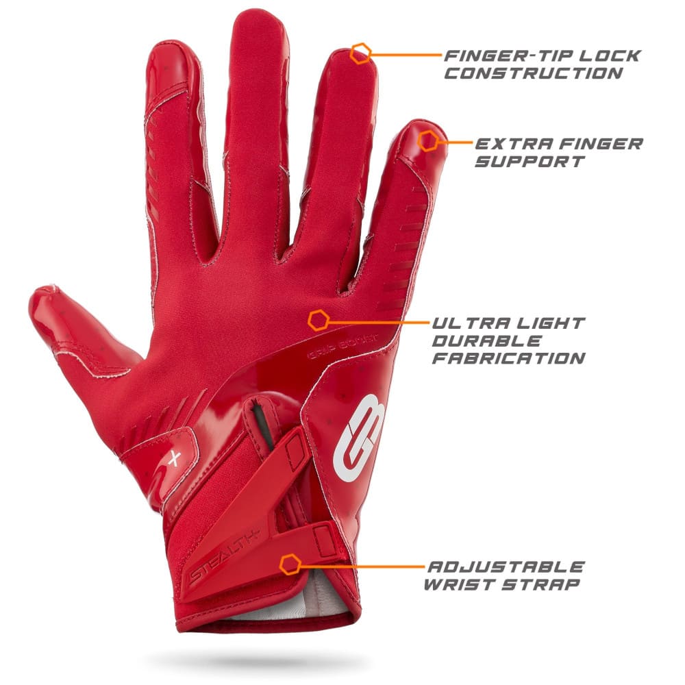 Playmaker Base: American Football Handschuhe Grip Boost Solid Stealth 6 Boost+ Red Produktbild 2